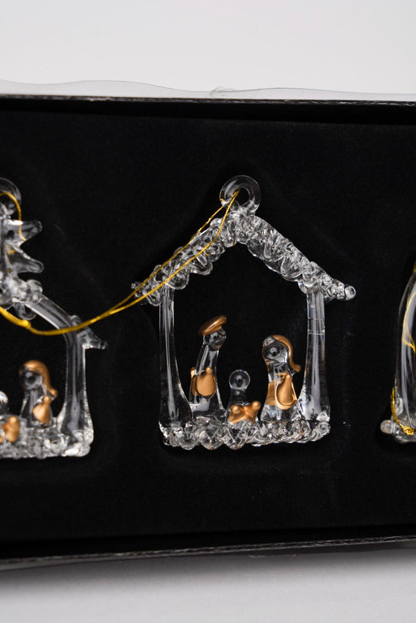 Carraig Donn Set Of 3 Glass Nativity Christmas Tree Decorations