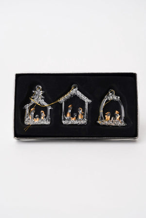 Carraig Donn Set Of 3 Glass Nativity Christmas Tree Decorations