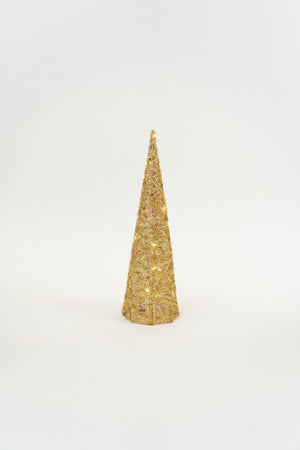 Carraig Donn Set Of 3 Gold LED Christmas Cone Trees
