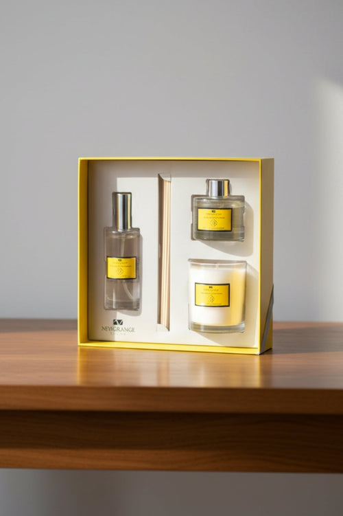 Set of 3 Lemongrass Luxury Room Scent, Candle & Diffuser