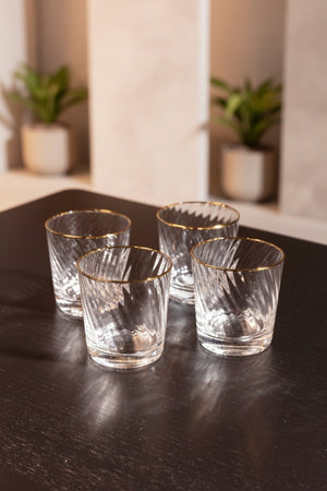 Carraig Donn Set Of 4 Aster Gold Trimmed Water Glass