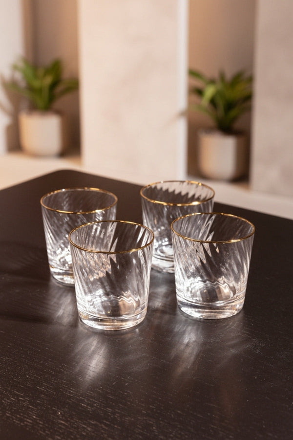 Carraig Donn Set Of 4 Aster Gold Trimmed Water Glass
