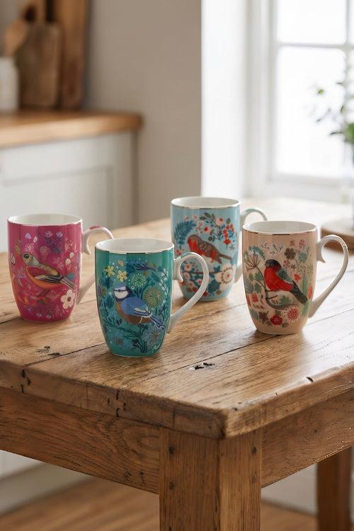 Set of 4 Birdy Mugs