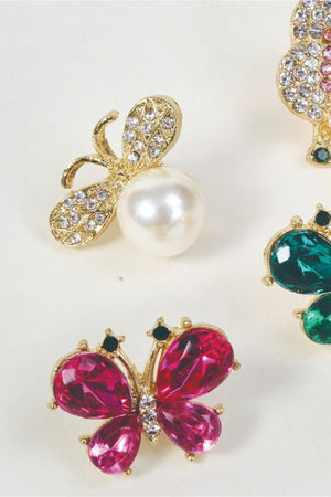 Carraig Donn Set Of 4 Gold Floral & Butterfly Mini Pin Brooches