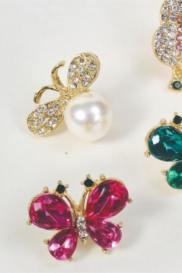 Carraig Donn Set Of 4 Gold Floral & Butterfly Mini Pin Brooches
