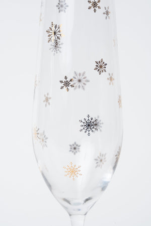 Carraig Donn Set Of 4 Gold Snowflake Christmas Champagne Flutes