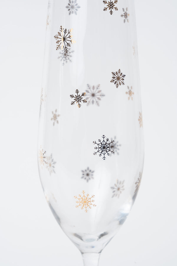 Carraig Donn Set Of 4 Gold Snowflake Christmas Champagne Flutes