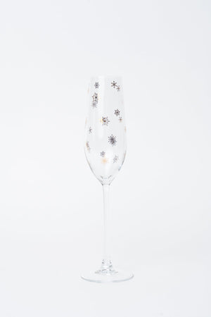 Carraig Donn Set Of 4 Gold Snowflake Christmas Champagne Flutes