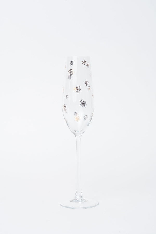 Carraig Donn Set Of 4 Gold Snowflake Christmas Champagne Flutes