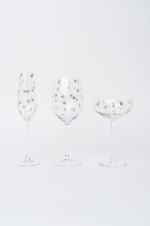 Carraig Donn Set Of 4 Gold Snowflake Christmas Champagne Flutes