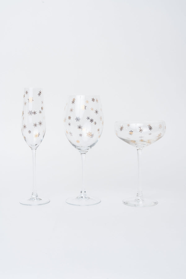 Carraig Donn Set Of 4 Gold Snowflake Christmas Champagne Flutes