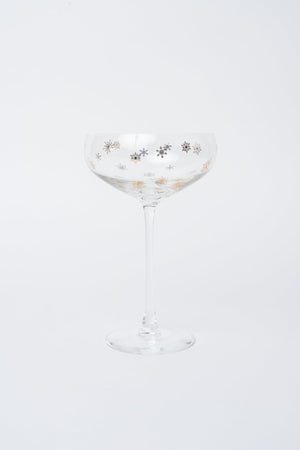 Carraig Donn Set Of 4 Gold Snowflake Christmas Champagne Saucer Glasses