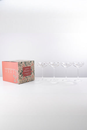 Carraig Donn Set Of 4 Gold Snowflake Christmas Champagne Saucer Glasses