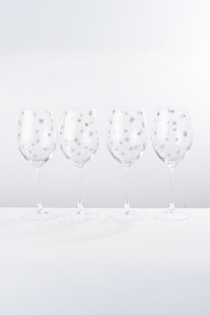 Carraig Donn Set Of 4 Gold Snowflake Christmas Wine Glasses