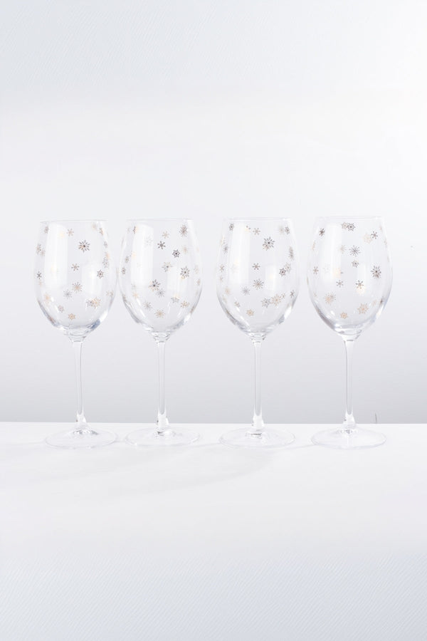 Carraig Donn Set Of 4 Gold Snowflake Christmas Wine Glasses