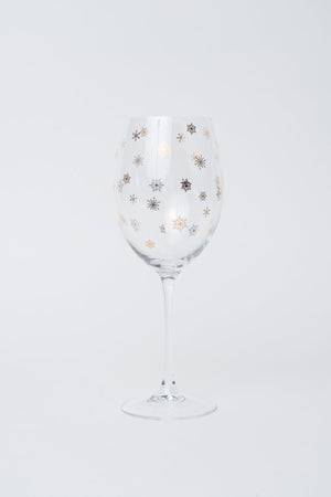 Carraig Donn Set Of 4 Gold Snowflake Christmas Wine Glasses