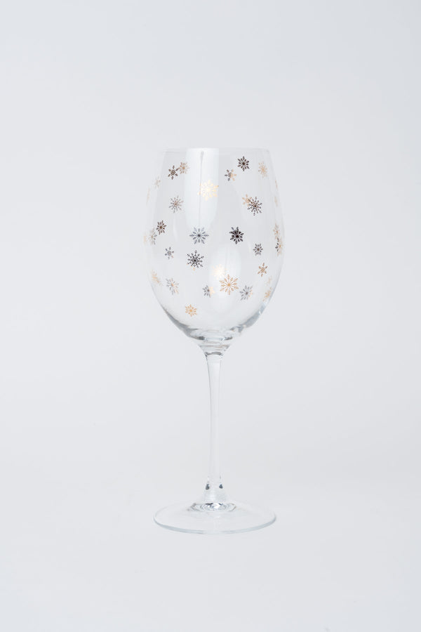 Carraig Donn Set Of 4 Gold Snowflake Christmas Wine Glasses