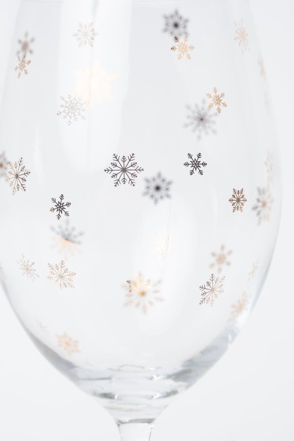 Carraig Donn Set Of 4 Gold Snowflake Christmas Wine Glasses