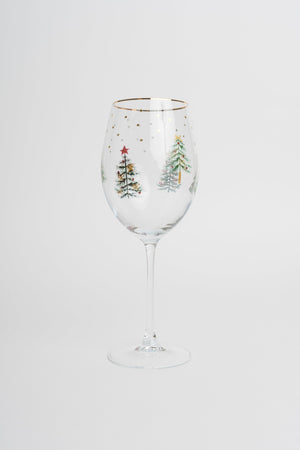 Carraig Donn Set Of 4 Gold Trim Christmas Tree & Delicate Star Wine Glasses