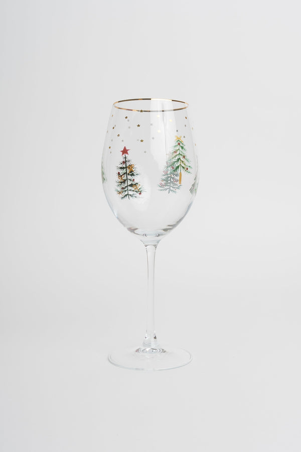 Carraig Donn Set Of 4 Gold Trim Christmas Tree & Delicate Star Wine Glasses