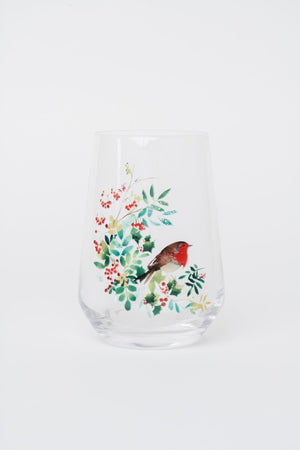 Carraig Donn Set Of 4 Robin Christmas Highball Glasses