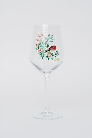 Carraig Donn Set Of 4 Robin Christmas Wine Glasses