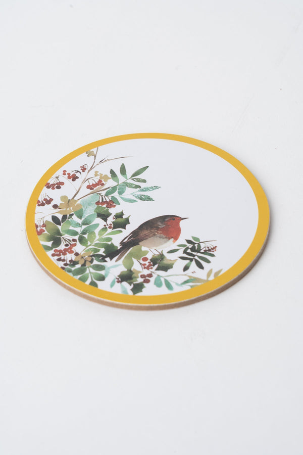 Carraig Donn Set Of 6 Christmas Robin Coaster