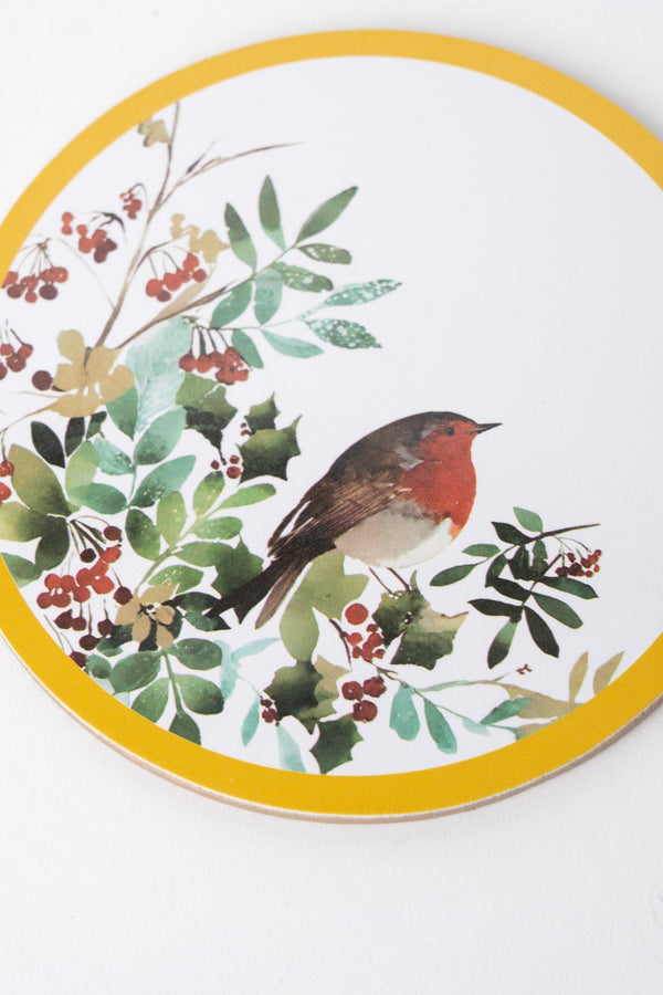 Carraig Donn Set Of 6 Christmas Robin Coaster