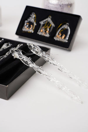 Carraig Donn Set Of 6 Glass Icicles Christmas Tree Decorations