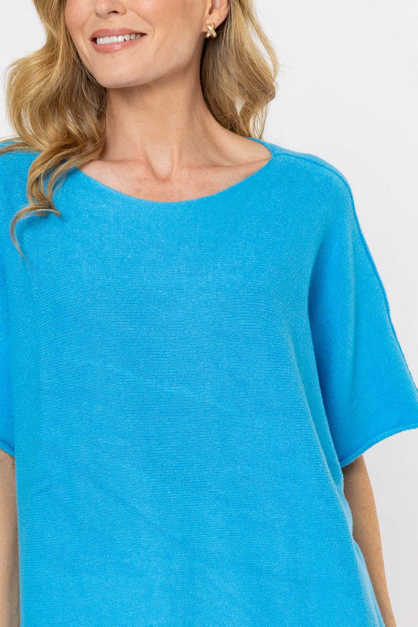 Carraig Donn Short Sleeve Boxy Knit in Blue