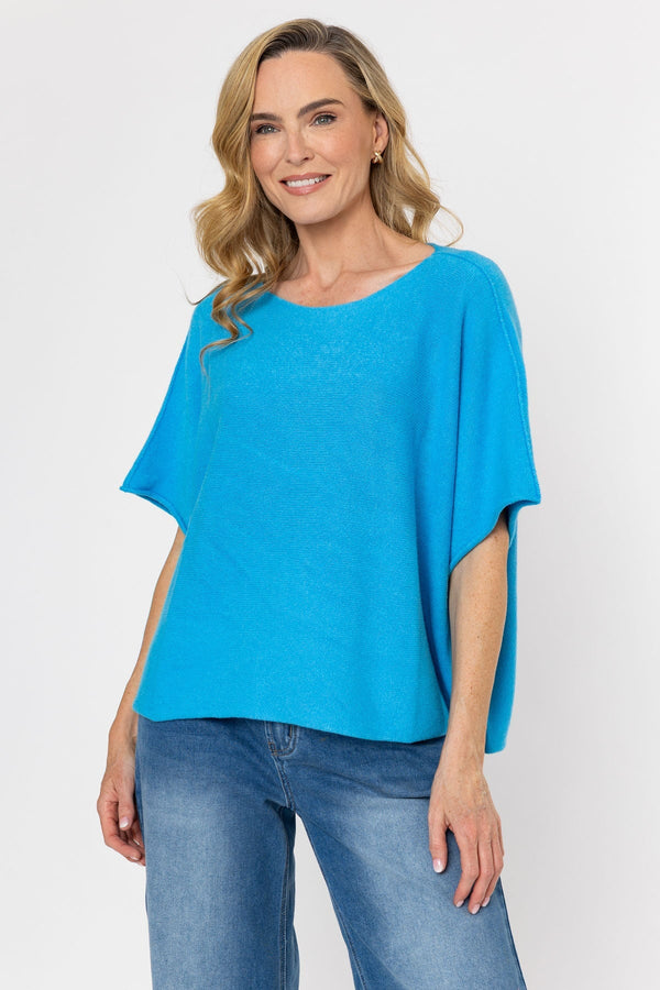 Carraig Donn Short Sleeve Boxy Knit in Blue