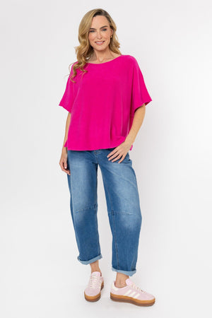 Carraig Donn Short Sleeve Boxy Knit in Pink