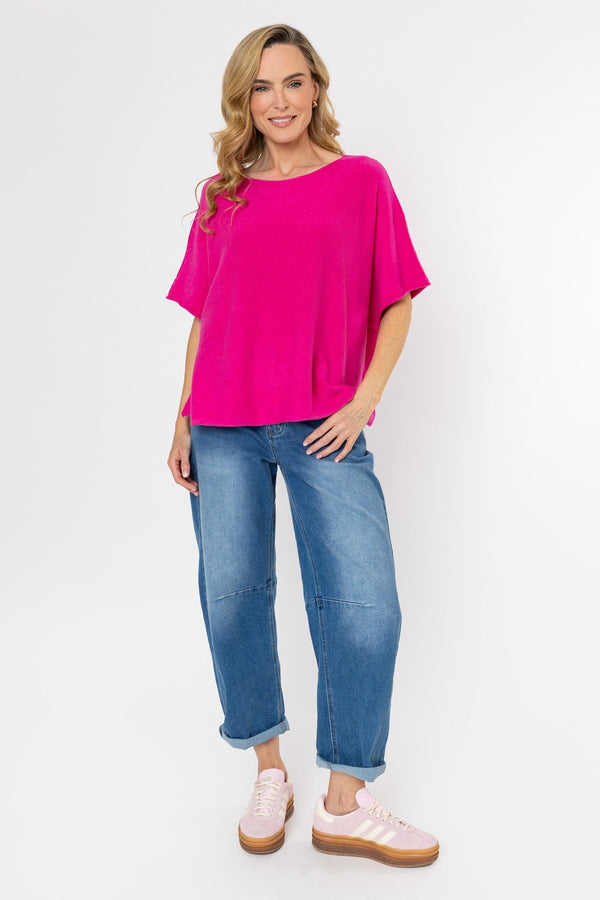 Carraig Donn Short Sleeve Boxy Knit in Pink