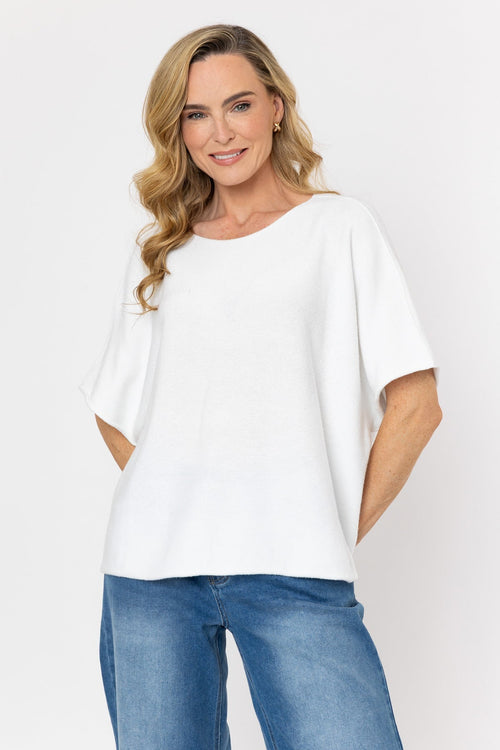 Short Sleeve Boxy Knit in White