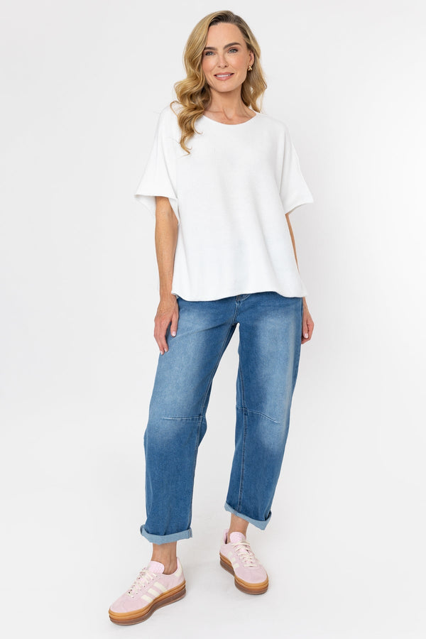 Carraig Donn Short Sleeve Boxy Knit in White