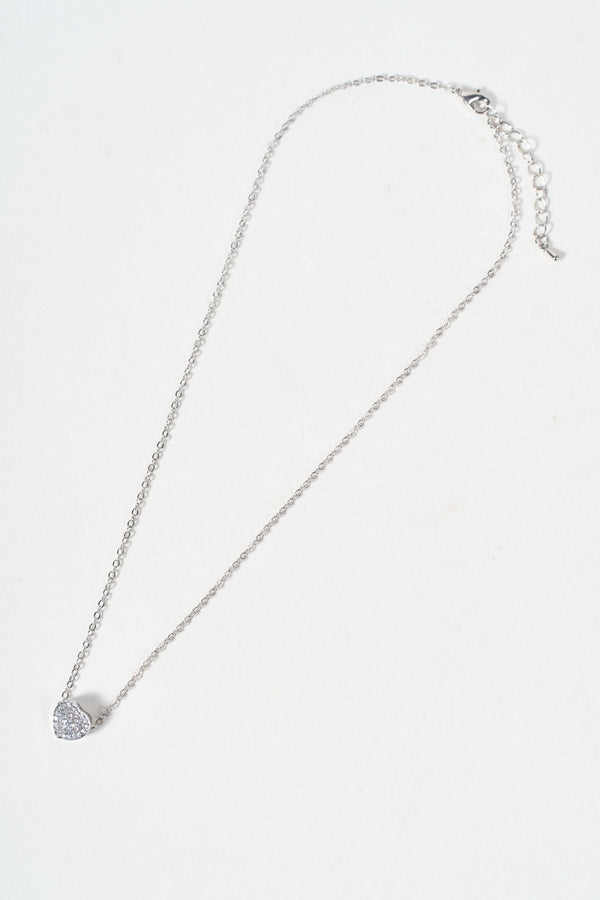 Carraig Donn Silver Clear Gemstone Heart Pendant Necklace & Earring Set