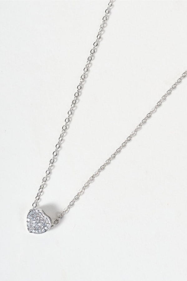 Carraig Donn Silver Clear Gemstone Heart Pendant Necklace & Earring Set