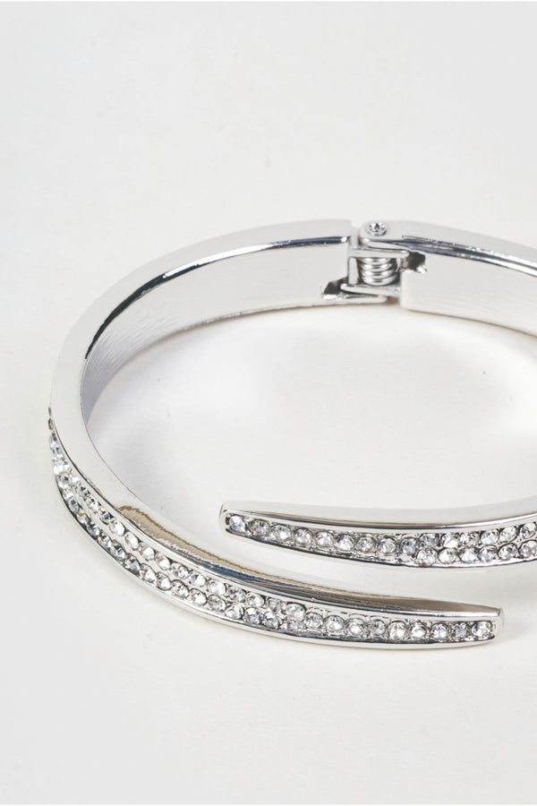 Carraig Donn Silver Clear Stone Micro Pave Setting Wrap Bangle Bracelet