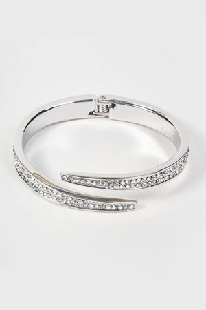 Carraig Donn Silver Clear Stone Micro Pave Setting Wrap Bangle Bracelet