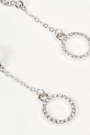 Carraig Donn Silver & Clear Stone Round Drop Earrings