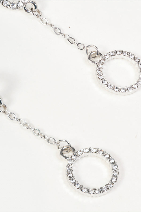Carraig Donn Silver & Clear Stone Round Drop Earrings