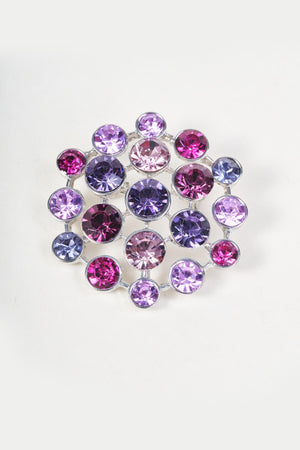 Carraig Donn Silver Contrast Pink, Purple & Grey Stone Brooch