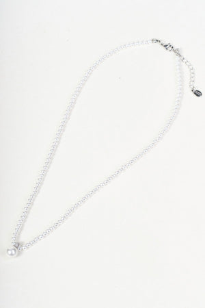 Carraig Donn Silver Faux Pearl Beaded Drop Pendant Necklace
