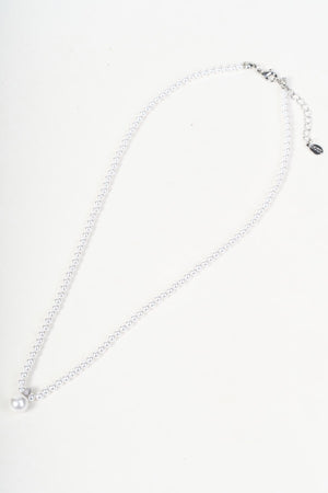 Carraig Donn Silver Faux Pearl Beaded Drop Pendant Necklace