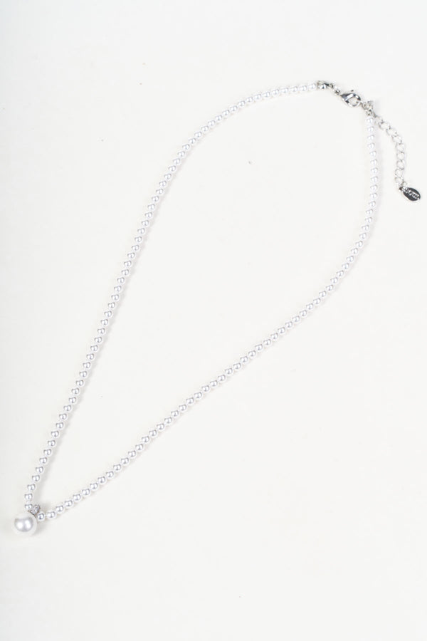 Carraig Donn Silver Faux Pearl Beaded Drop Pendant Necklace