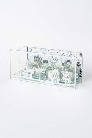 Carraig Donn Silver Glass Christmas Motif Tealight Holder