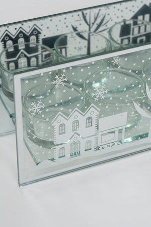 Carraig Donn Silver Glass Christmas Motif Tealight Holder