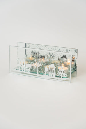 Carraig Donn Silver Glass Christmas Motif Tealight Holder