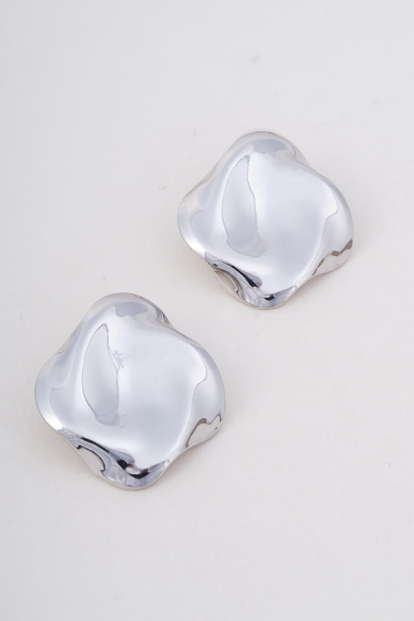 Carraig Donn Silver Large Square Wave Stud Earrings