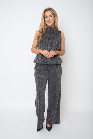 Carraig Donn Silver Lurex Studded Straight Leg Trousers